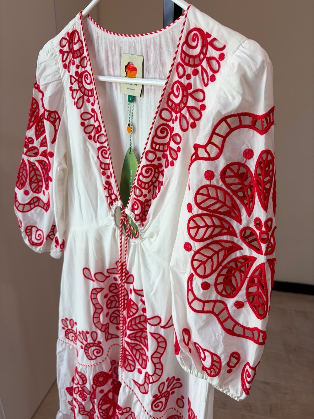 Farm Rio White Richelieu V Neck Maxi Dress - Picture 4 of 11